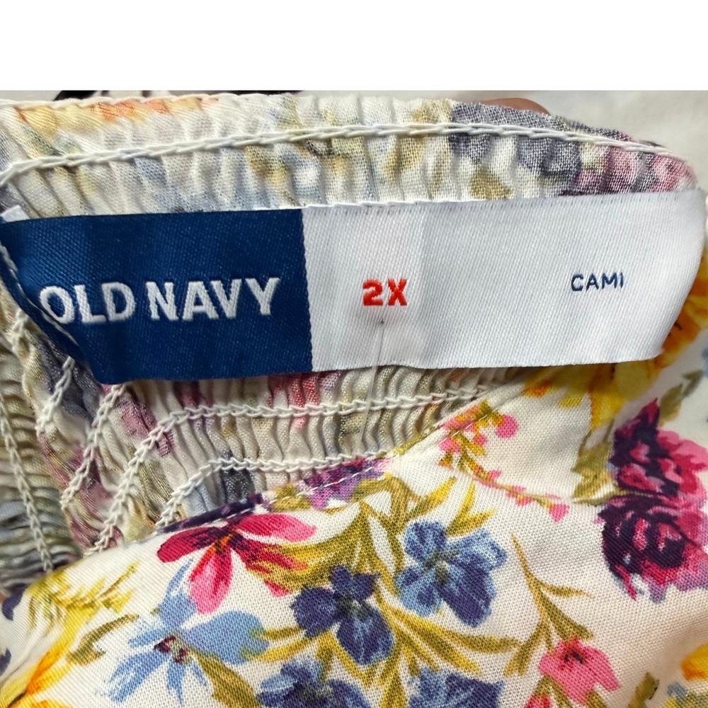 Old Navy 2X Cami Dress White Floral Cottagecore Boho Summer Feminine Prairie - Picture 6 of 8